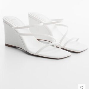 Mango Strappy White Wedge Sandals